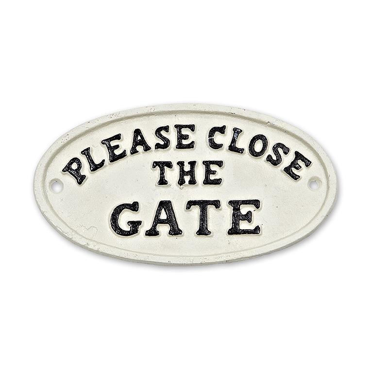 Please Close the gate cast iron