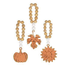 Load image into Gallery viewer, Sunflower, Pumpkin &amp; Leaf on Beaded Hanger Ornament