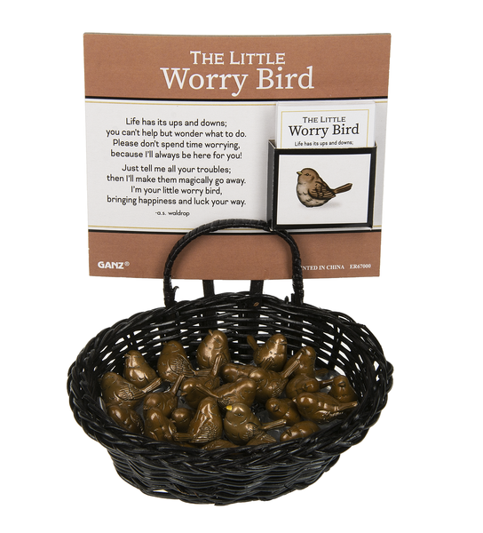 The Little Worry Bird Charm in a Basket