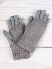 Load image into Gallery viewer, Double Layer Cable Knit Touch Screen Gloves with Rhinestones