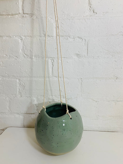 Hanging Speckle Teal/cream planter pot