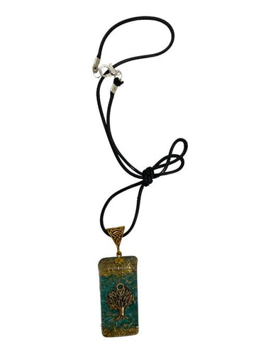 Aquamarine Orgonite Pendant With Tree of Life