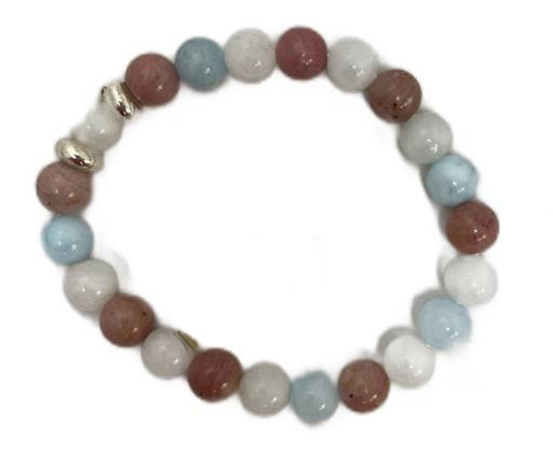 Fertility Bracelet, Moonstone, Rhodonite & Aquamarine