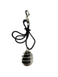Agate Black Stone Tumbled Stone Wrapping Pendant With Cord