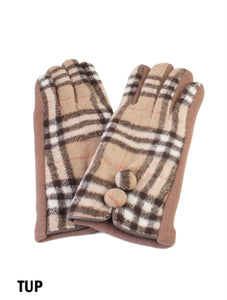 Faux Burberry Button Down Gloves