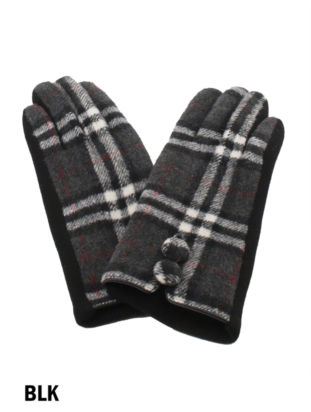 Faux Burberry Button Down Gloves