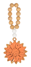 Load image into Gallery viewer, Sunflower, Pumpkin &amp; Leaf on Beaded Hanger Ornament