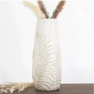 10" White Fern Vase