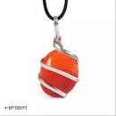 Agate Red Carnelian stone tumbled wrapping pendant