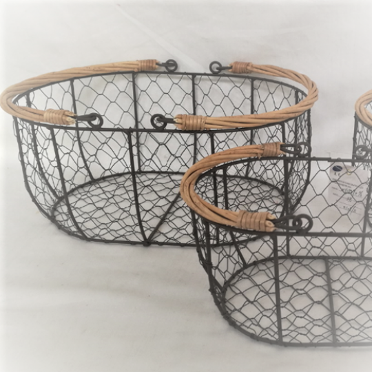 Rustic Metal Baskets Set of 3