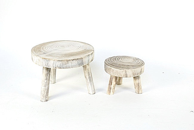 White Washed Wood Collection Wooden Stool Risers