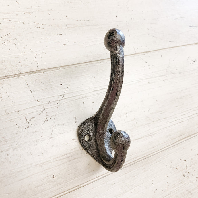 Cast Iron Hook--Rustic Brown