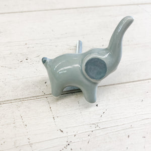 Ceramic Knob Grey Elephant