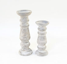 Load image into Gallery viewer, White Washed Wood Collection Candle Sticks