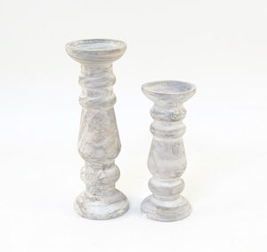 White Washed Wood Collection Candle Sticks