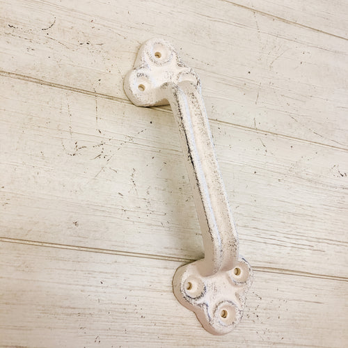 Cast Iron Barn Door Handle--Rustic Antique White