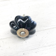 Load image into Gallery viewer, Ceramic Pumpkin Knob--Black with Gold Accent
