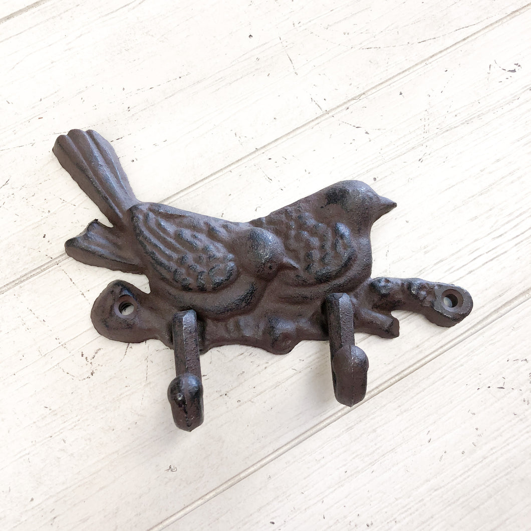 Cast Iron Bird Hooks--Rustic Brown
