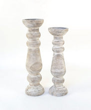 Load image into Gallery viewer, White Washed Wood Collection Candle Sticks