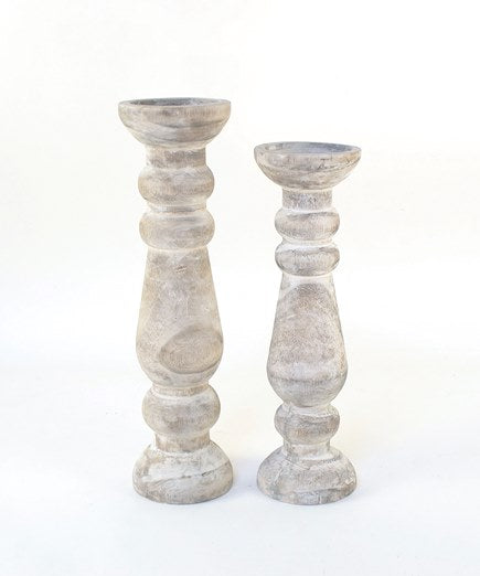 White Washed Wood Collection Candle Sticks