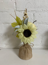 Load image into Gallery viewer, Mini Sunflower Burlap Pot Bouquet
