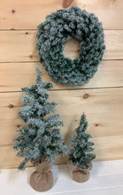 Load image into Gallery viewer, White Flocked Pine Wreath 16&quot;