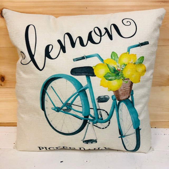 Bike Pillow with Lemons Pillow