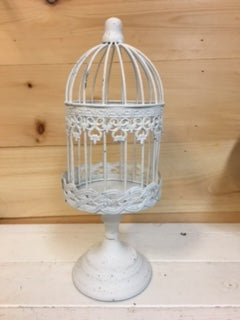White Bird Cage Candle Holder