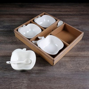 Set of 4 Bowls  Dishes with Spoons