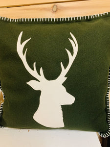 Green Pillow with Deer